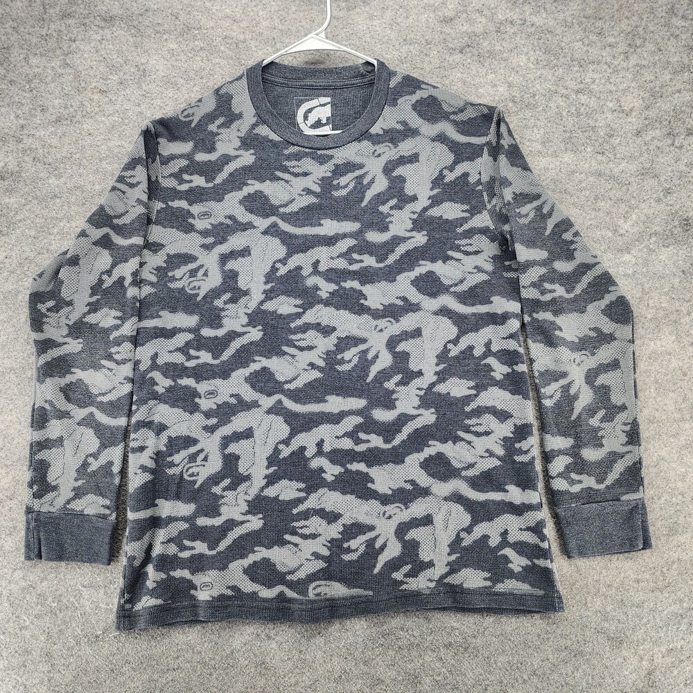 ECKO UNLTD Shirt Mens Large Long Sleeve Gray Camo